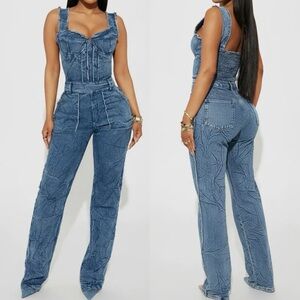 Denim Corset jumpsuit- Blue
